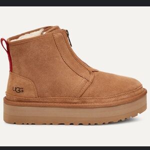 UGG Women's Brown Ankle Boots with Red Accent